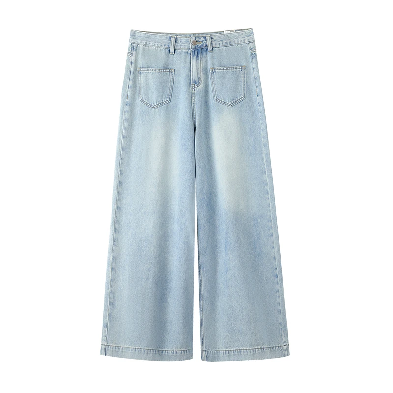 wt808【婷婷私服】蓝色高腰休闲百搭夏季宽松水洗