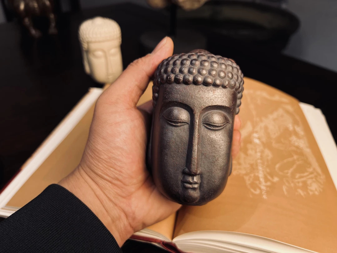 【沈雷】紫砂茶宠 北魏佛头平安喜乐健康佛像大佛佛陀 宜兴观物紫砂