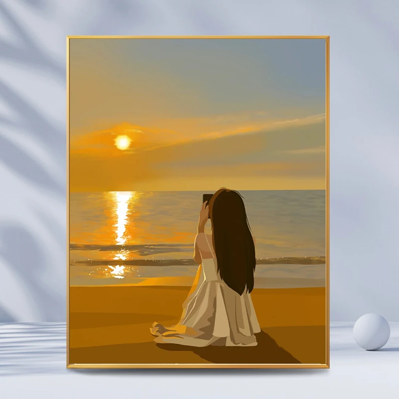 情侣数字油画diy手工填色填充画治愈简约唯美人物油彩画装饰画