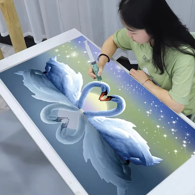 5D钻石画2023今年新款满钻客厅卧室情侣爱情天鹅自己点贴钻十字绣