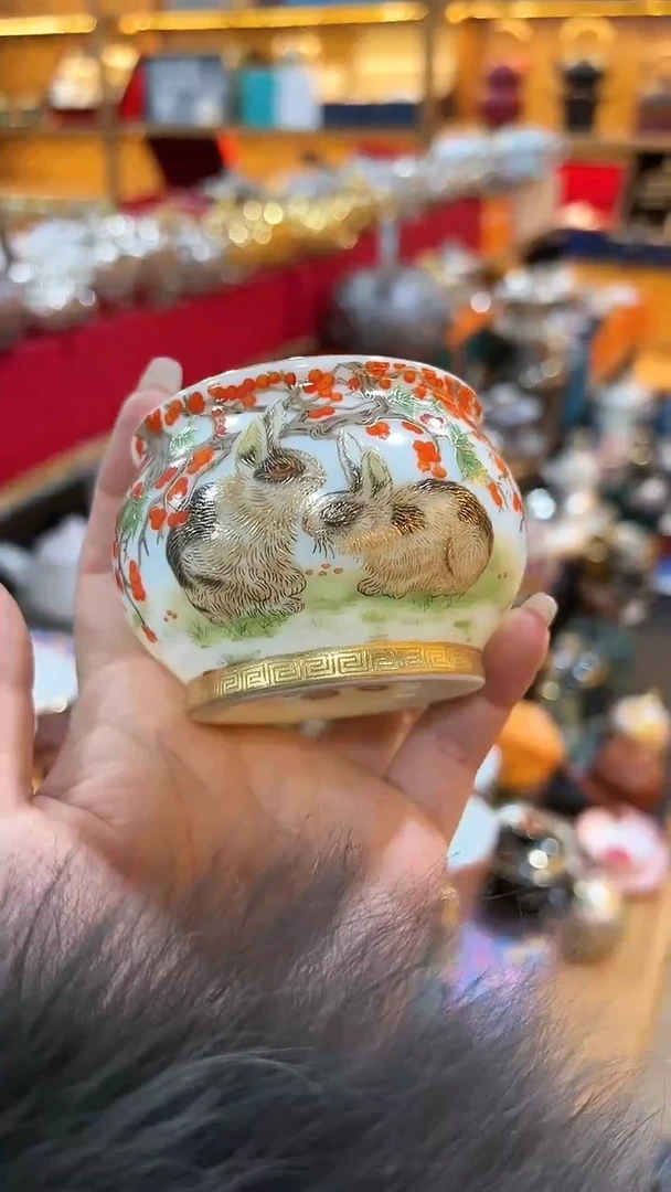 【闪购商品】陶瓷双兔主人杯