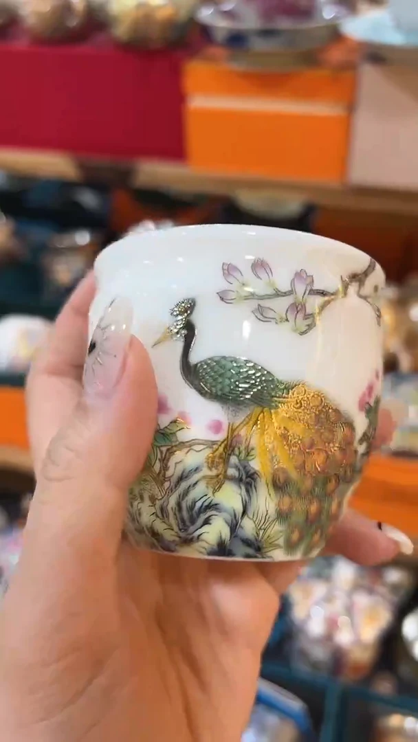 【闪购商品】陶瓷孔雀主人杯