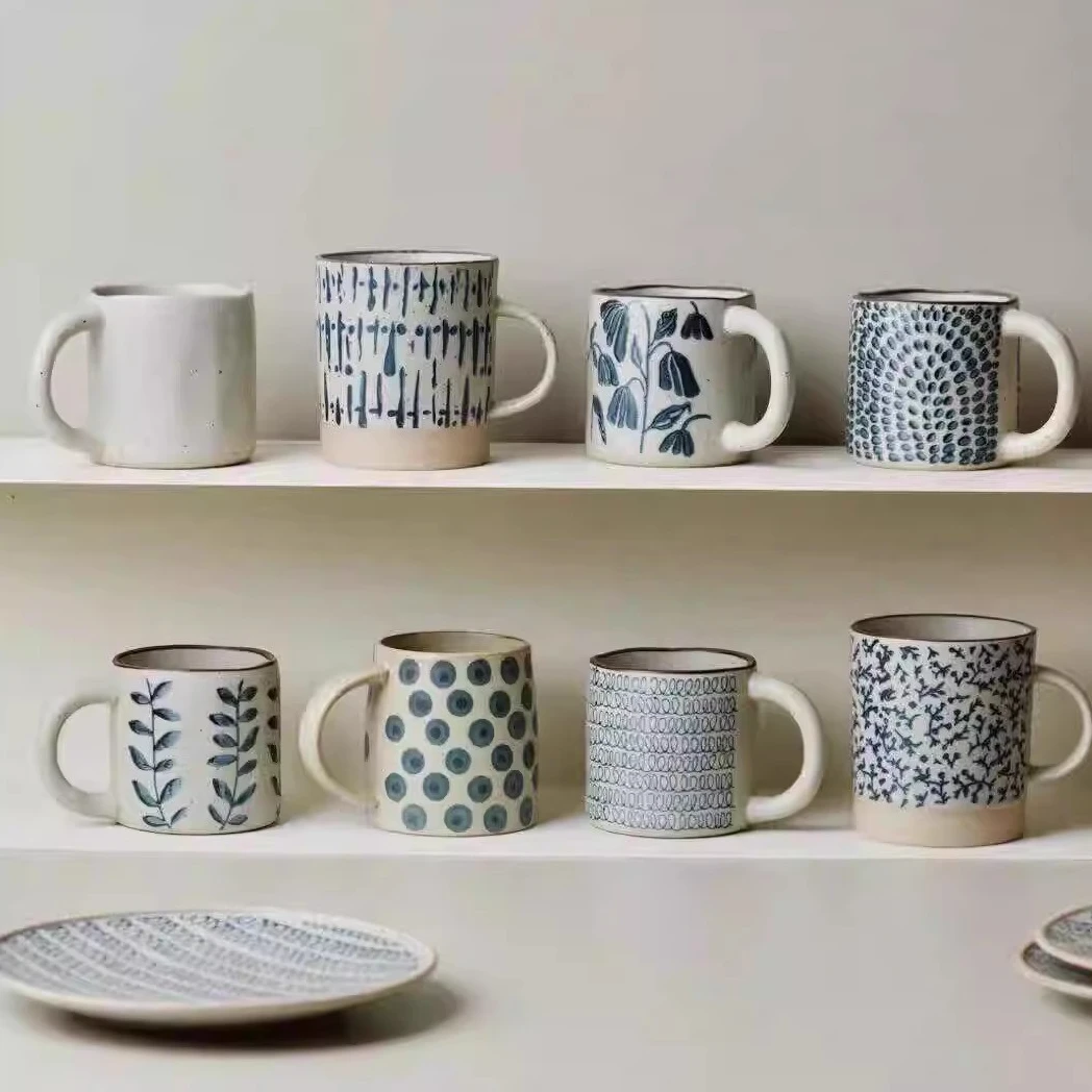 马克杯.陶瓷青花手绘杯子大容量创意釉下彩复古陶瓷杯家用/马克杯