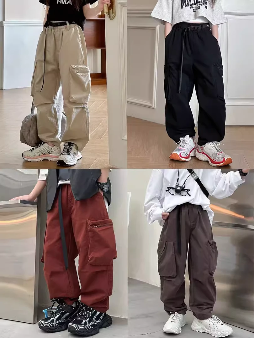 BORAHANKIDS一根工装裤2024秋儿童休闲裤中大童男童运动裤