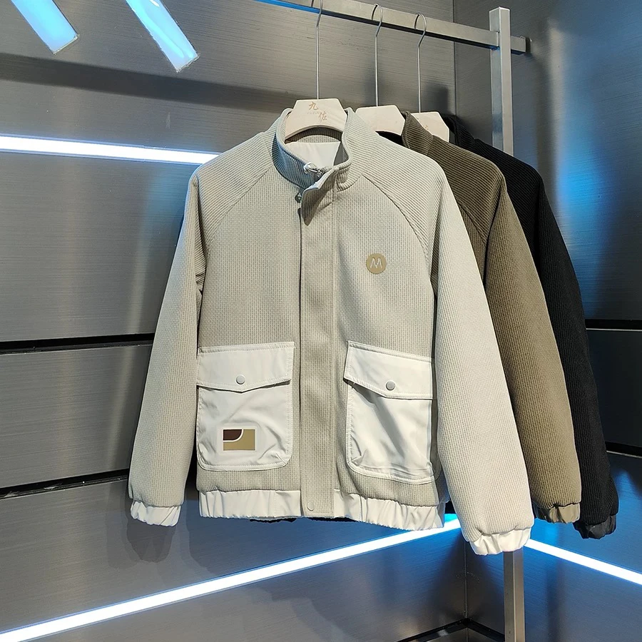 男士秋冬季外套2024新款潮流加绒加厚立领夹克男生厚款