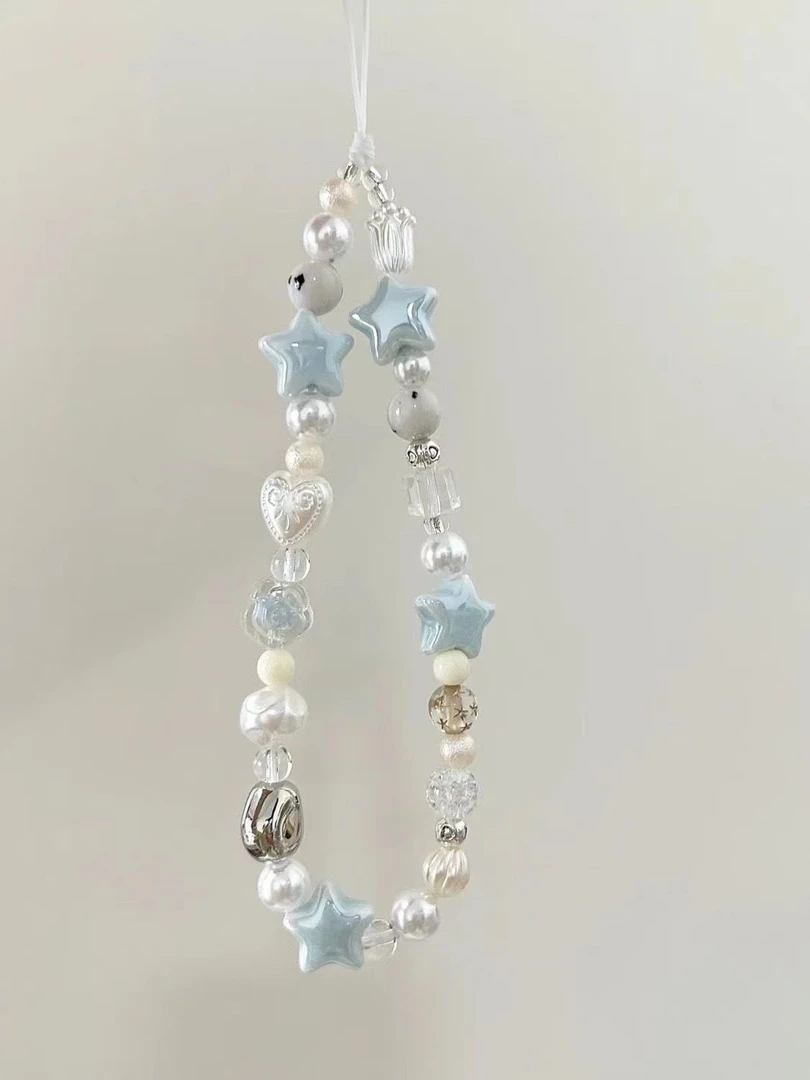 夏日海盐星星手机挂绳手工diy串珠ccd链条小清新相机挂饰ccd链子