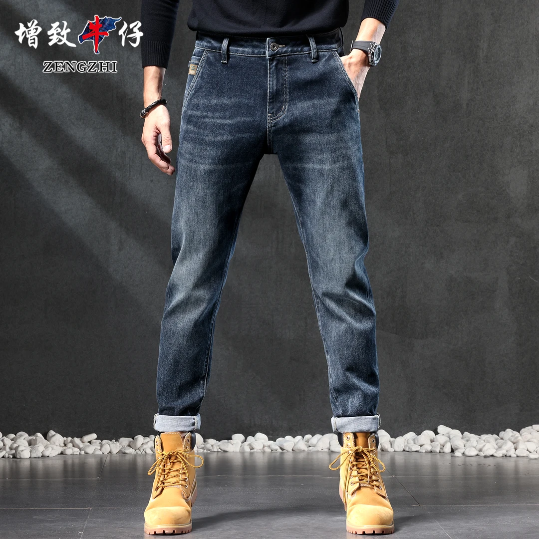 ZENGZHI/增致牛仔701蓝黑色牛仔裤男款2024早春新款弹力小直筒