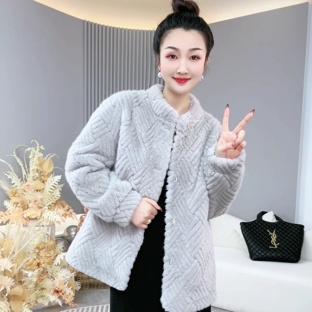 【高领加长款】828北极貂女保暖贵气时尚短款女装百搭休闲轻奢