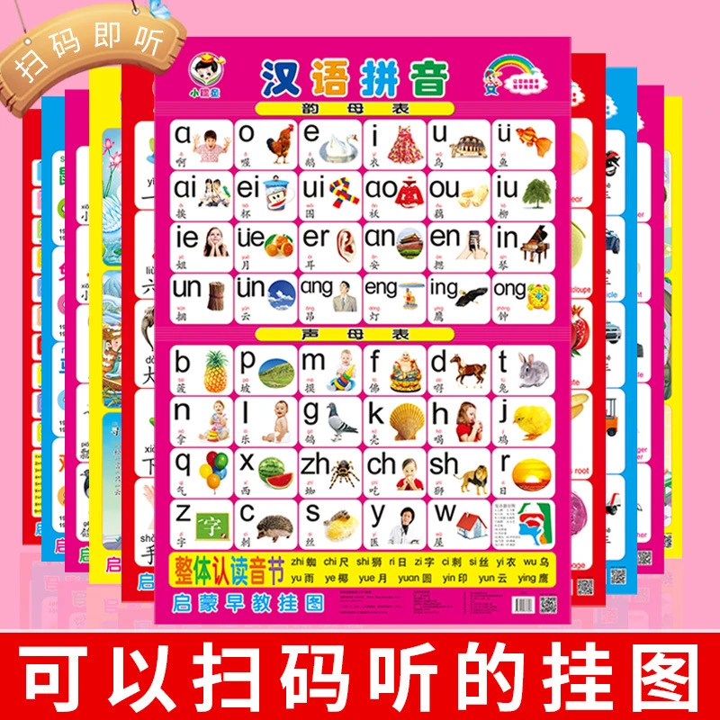 汉语拼音拼读法挂图拼写识字26个字母数字怎么读启蒙早教一年级