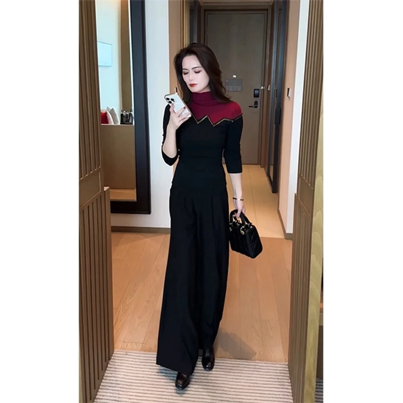 黑色显瘦T恤小众设计感洋气时尚宽松打底长袖休闲气质上衣修身