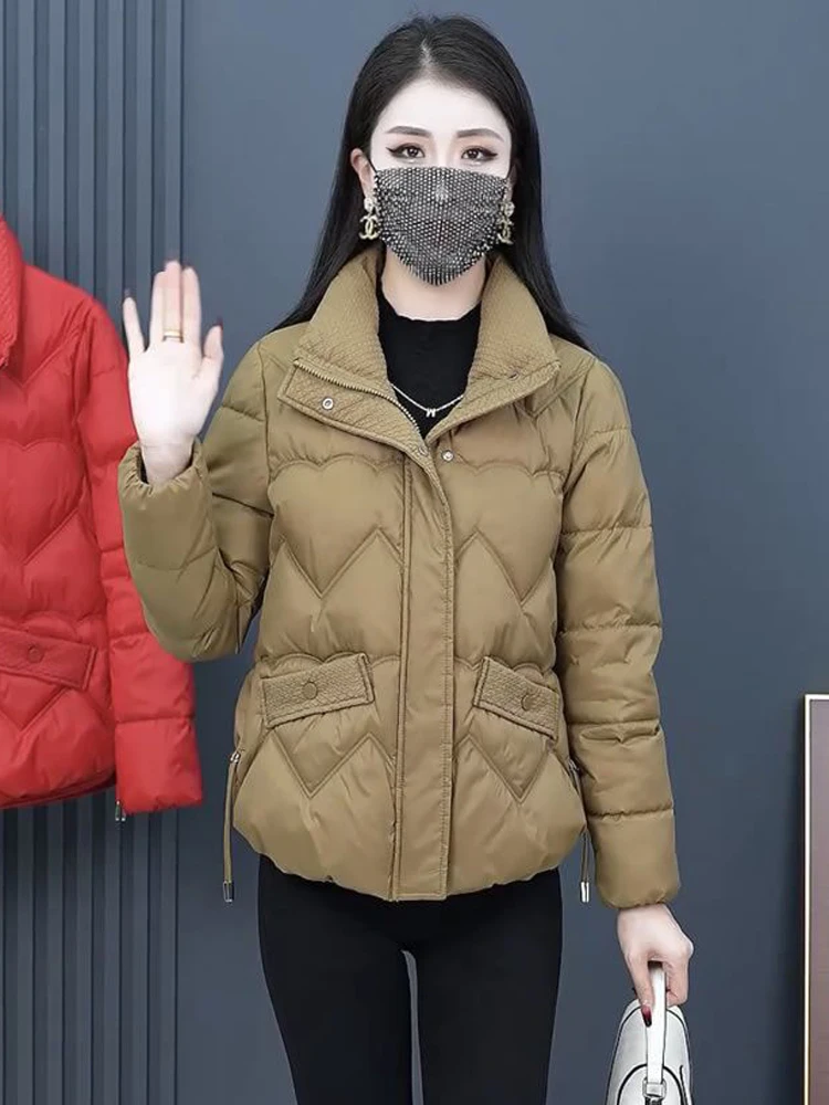 秋冬百搭立领修身外套女小个子2024冬装新款加厚保暖短款爆款上衣