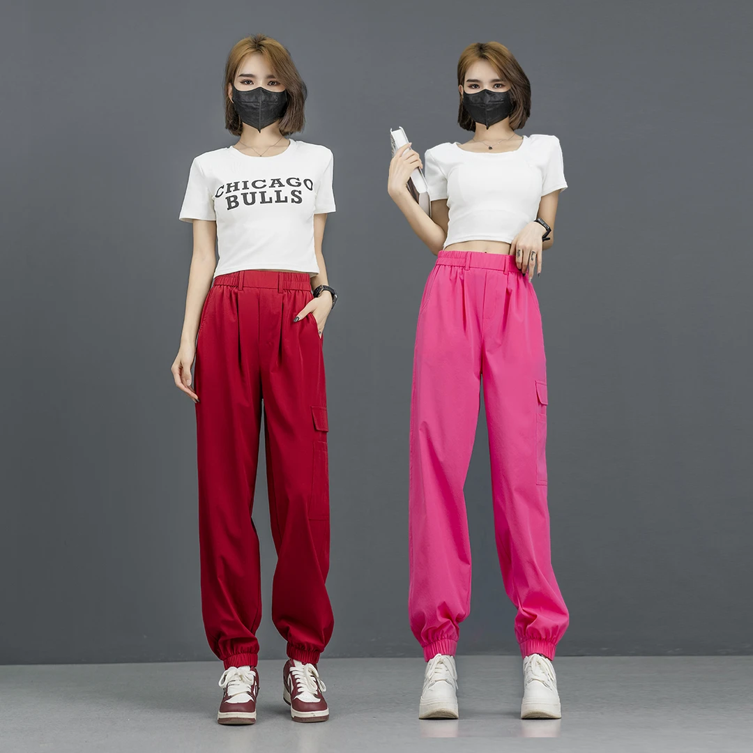 高腰工装裤显瘦时尚休闲夏季薄款宽松速干小个子直筒百搭春夏阔腿