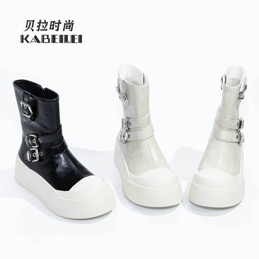 【雅丹风】库管靴秋冬厚绒7厘米马丁靴鞋休闲鞋厚底时尚软底女鞋