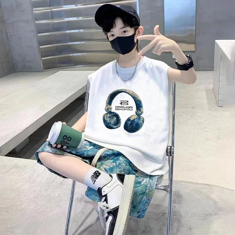 男童无袖夏装套装新款中大童夏季两件套潮儿童夏款背心衣服潮