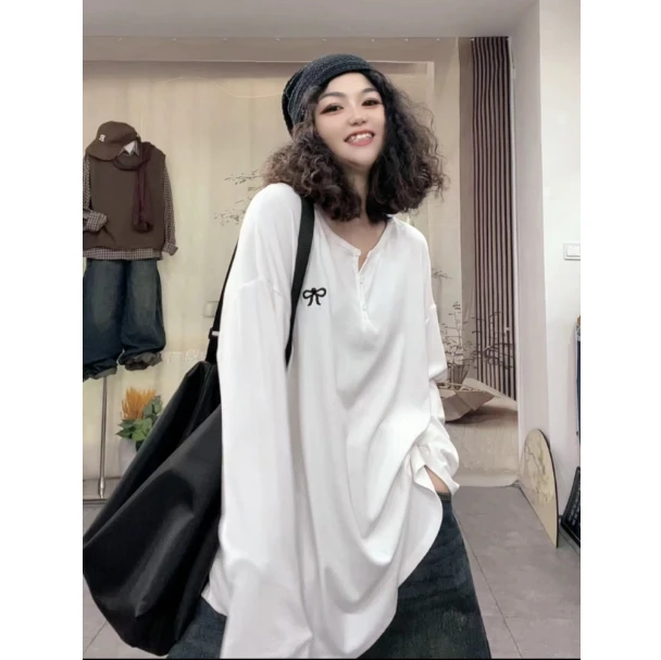 【若汐女装】欧韩版宽松休闲百搭简约纯色套头高弹力坑条T恤8023