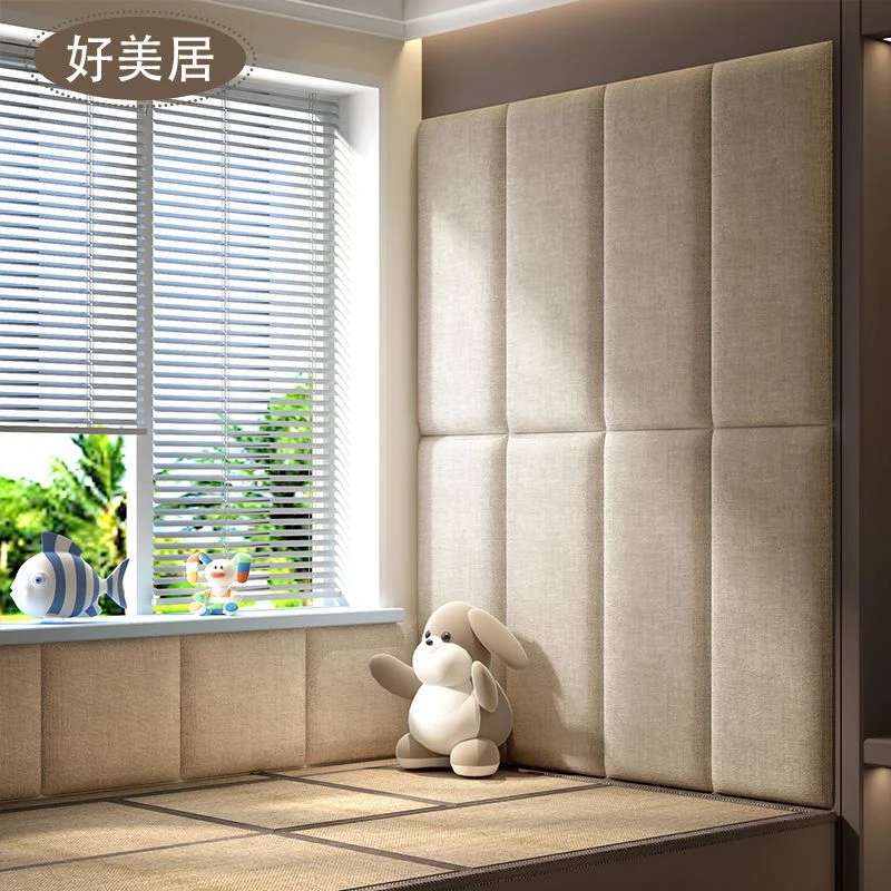 榻榻米墙围床头软包贴板简约现代自粘科技布艺靠背背景墙防撞靠J