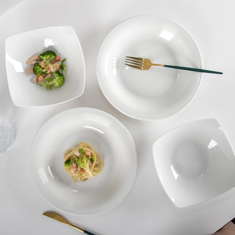 【省钱风餐具】高级简约家用陶瓷创意网红意面盘螺纹盘子碗组合纯色