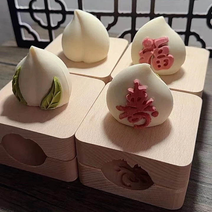 机制榉木立体寿桃馒头解姐面食模具家用商用祝寿胶东花饽饽卡子
