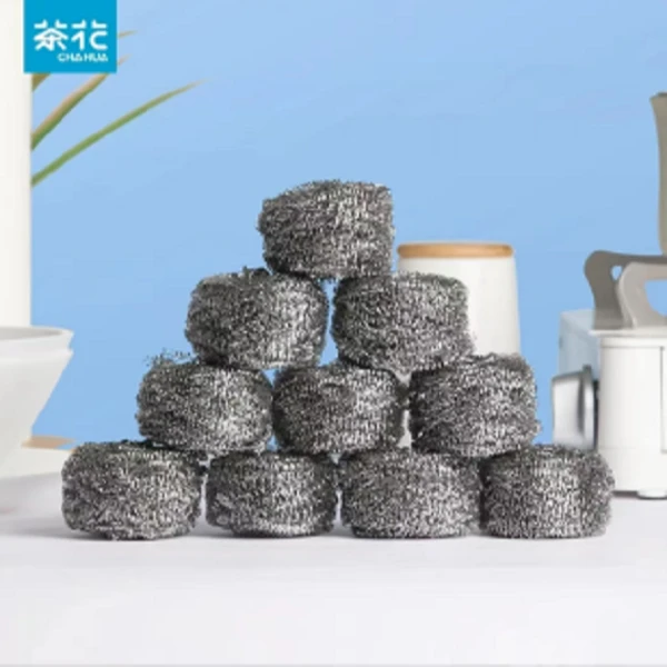 茶花钢丝球家用洗碗刷锅去污大号不掉丝厨房不锈钢刷锅清洁神器