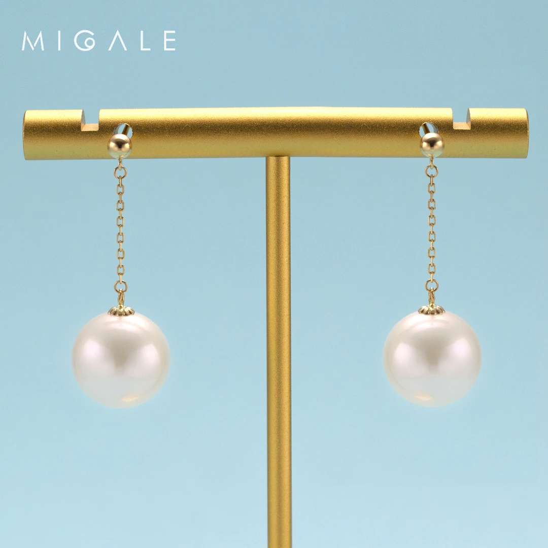 G【年货节丨高定系列】老板推荐！18K白珍珠金豆耳线 11-12mm C947