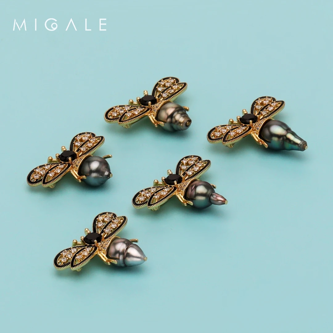 G 芈伽勒丨小蜜蜂 海水大溪地巴洛克珍珠胸针多样性发一 T057