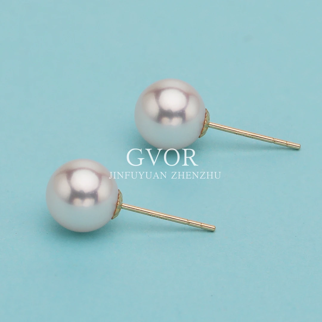 芈伽勒丨高定系列 G18K海水AKOYA珍珠耳钉7-7.5mm c908