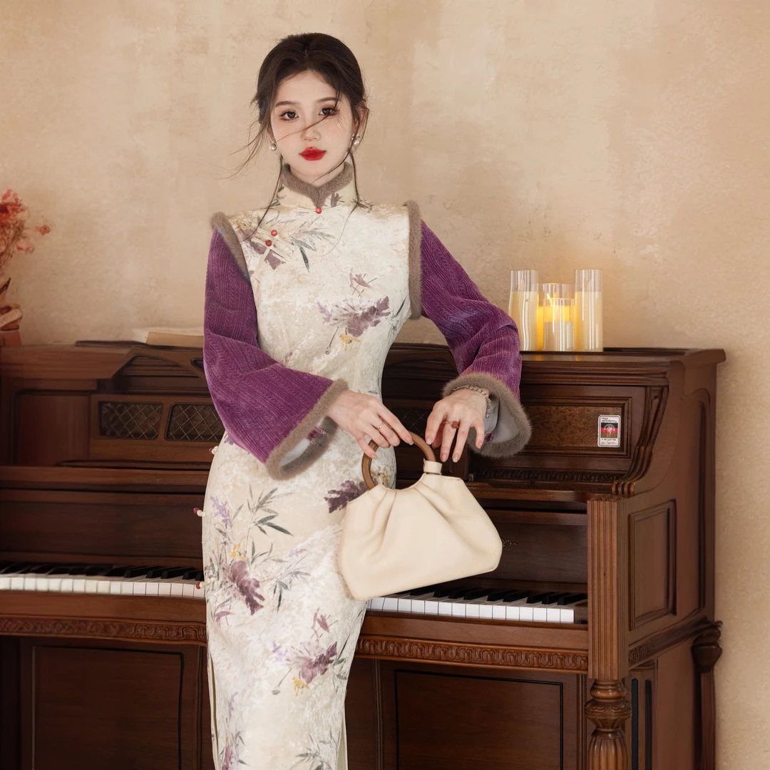白色旗袍秋冬季新款2025改良新中式年轻款少女复古民国风优雅日常