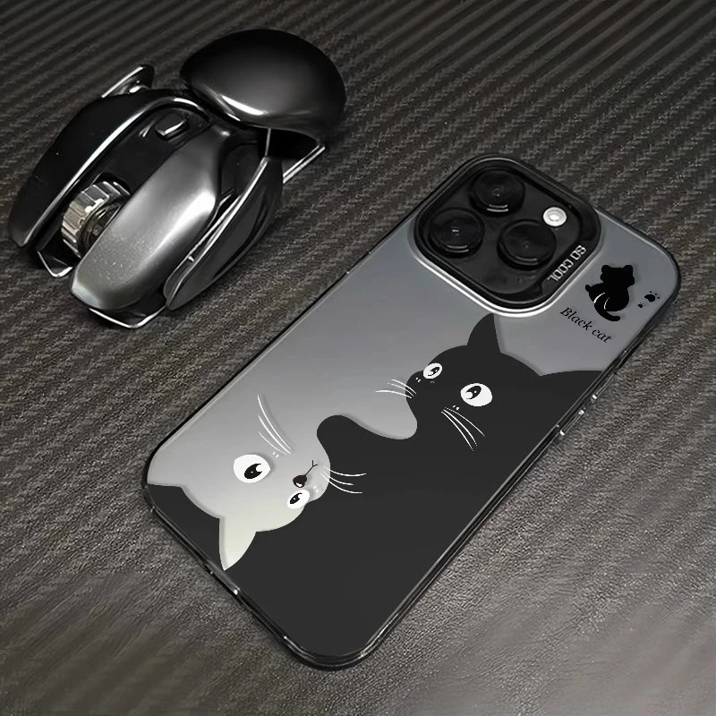 黑白猫咪适用苹果iPhone15promax手机壳苹果14/13/12新款情侣闺蜜