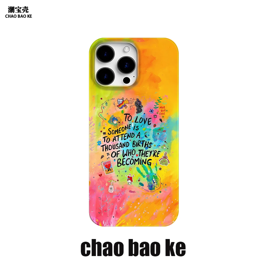 趣味彩色涂鸦适用于苹果15promax手机壳iPhone14/13/12个性11创意