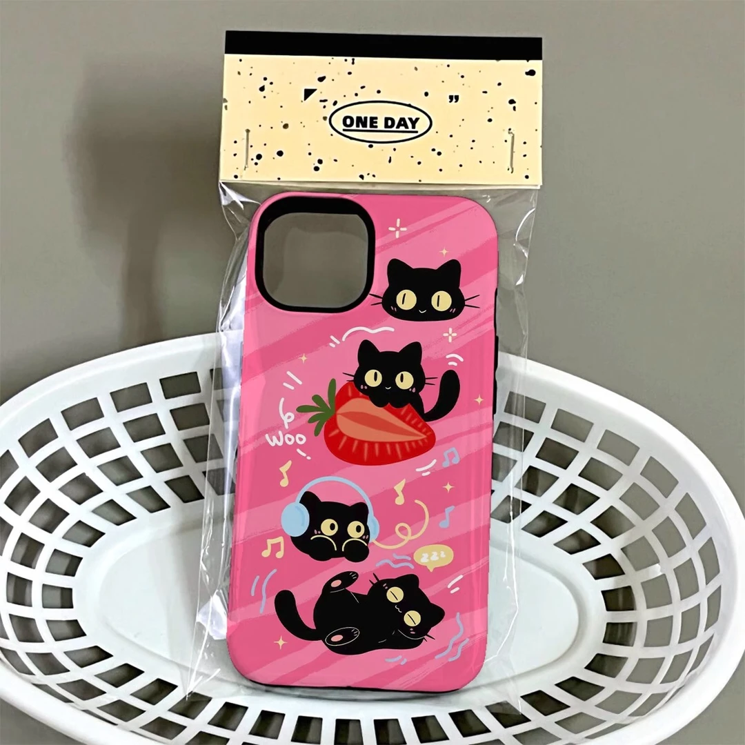 ins音乐猫咪适用于iPhone15promax新款 iPhone14苹果13菲林二合一