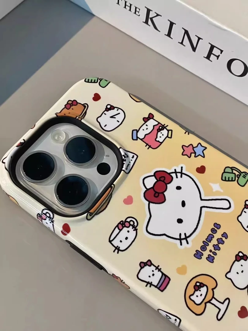 卡通满屏KT猫适用iPhone15手机壳iPhone14/13pro菲林二合一12磨砂