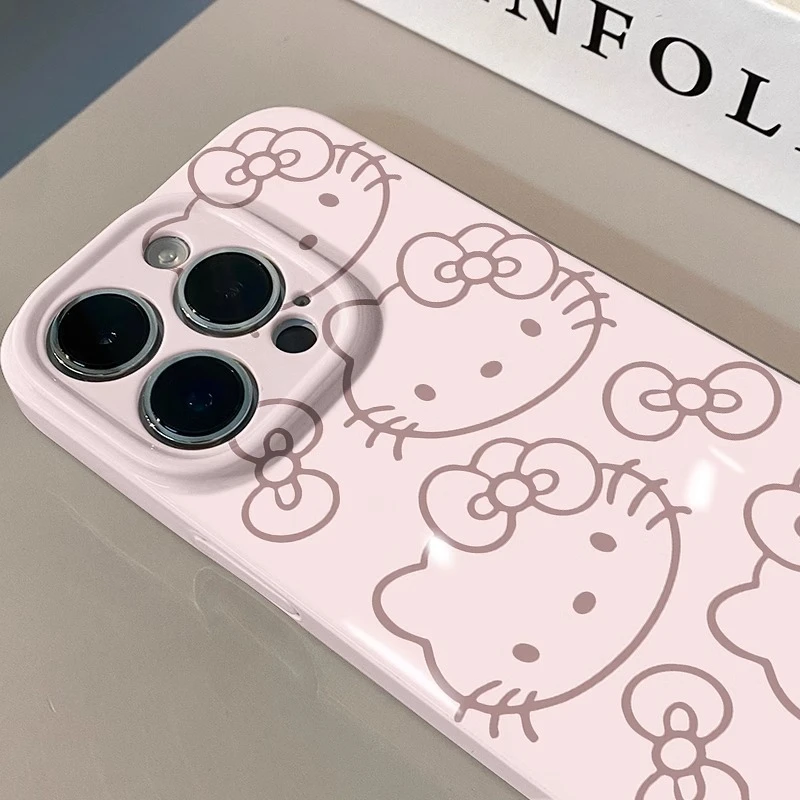 粉色kt猫适用iPhone14promax手机壳苹果15/13/12创意11新款菲林壳