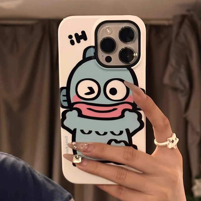 ins丑鱼露比适用苹果14promax手机壳卡通iphone15pro新款13二合一