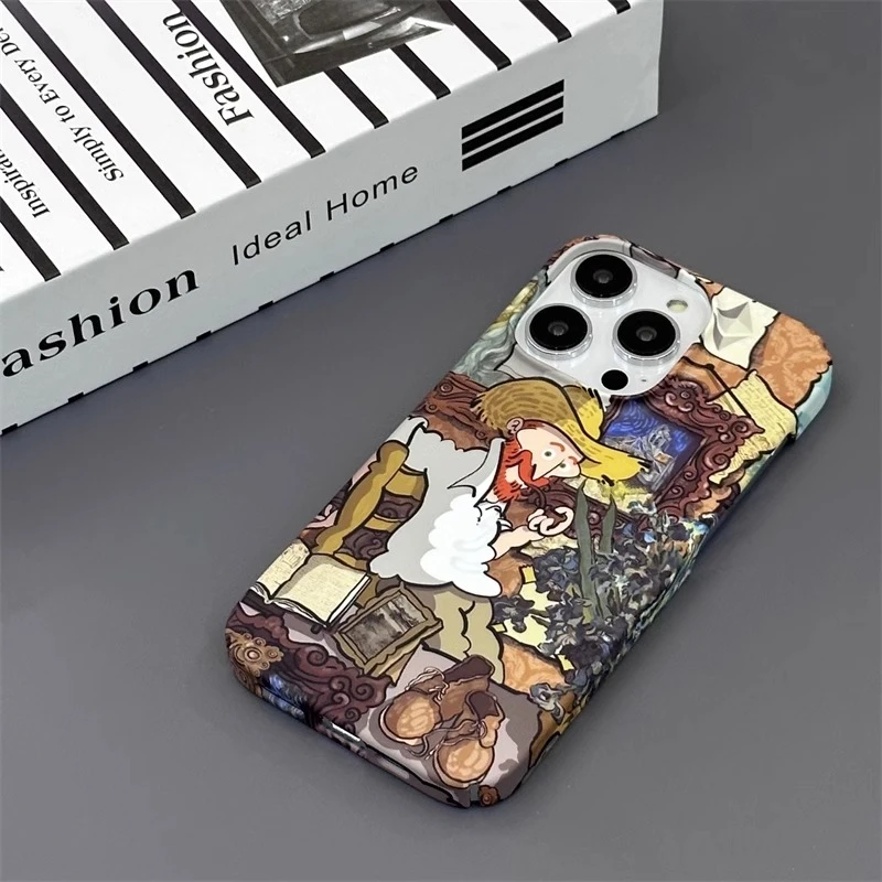 卡通梵高画室适用于一加9R手机壳一加9新款1加9RT 新款菲林壳创意