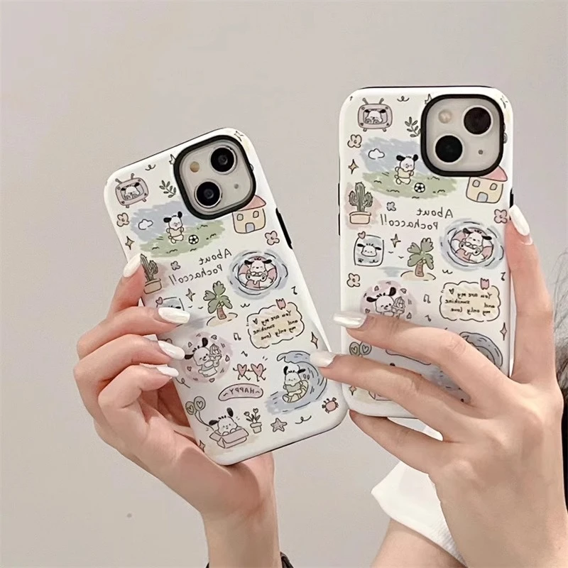 卡通插画狗狗可爱苹果15promax手机壳 iphone14/13菲林二合一磨砂