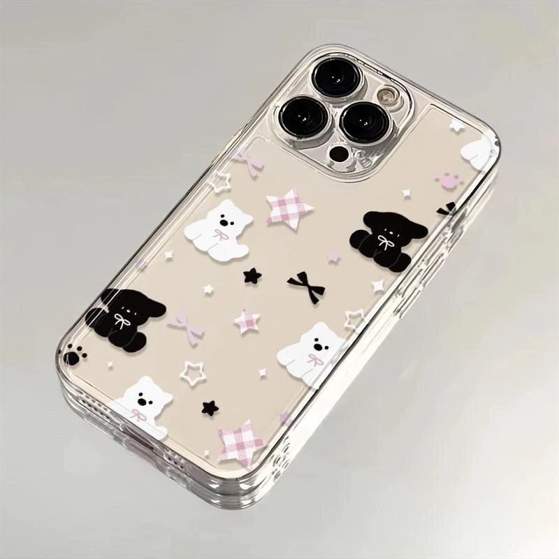 黑白小狗适用iPhone15苹果14/13promax创意手机壳12/11太空壳ins