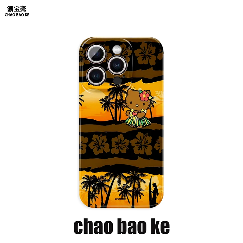 菊黄椰子树凯蒂适用于苹果16pro手机壳iPhone15/14/13pro菲林软壳