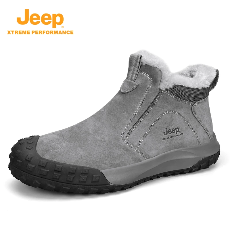 Jeep吉普男鞋官方正品冬季户外雪地保暖加绒加厚中帮男棉鞋休闲鞋