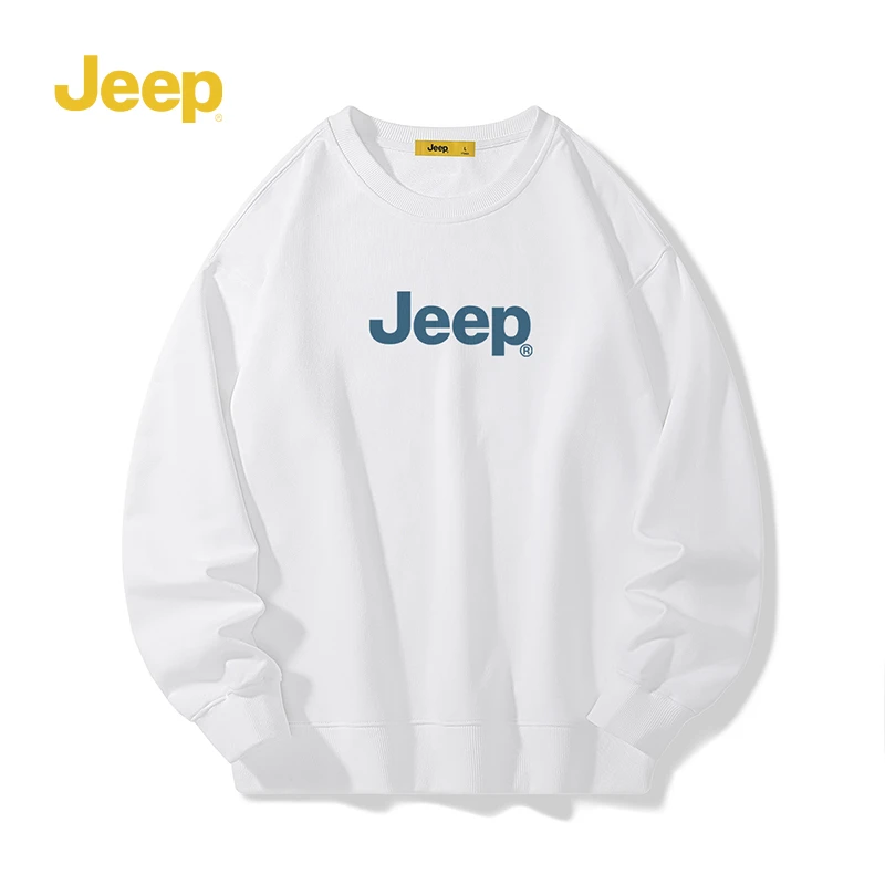 JEEP/吉普休闲春秋卫衣情侣款美式纯棉圆领男士上衣宽松运动卫衣