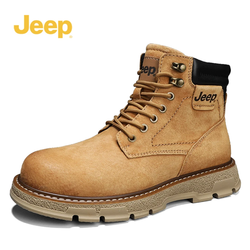 Jeep吉普官方正品高帮工装鞋秋冬季户外耐磨英伦风复古百搭大黄靴