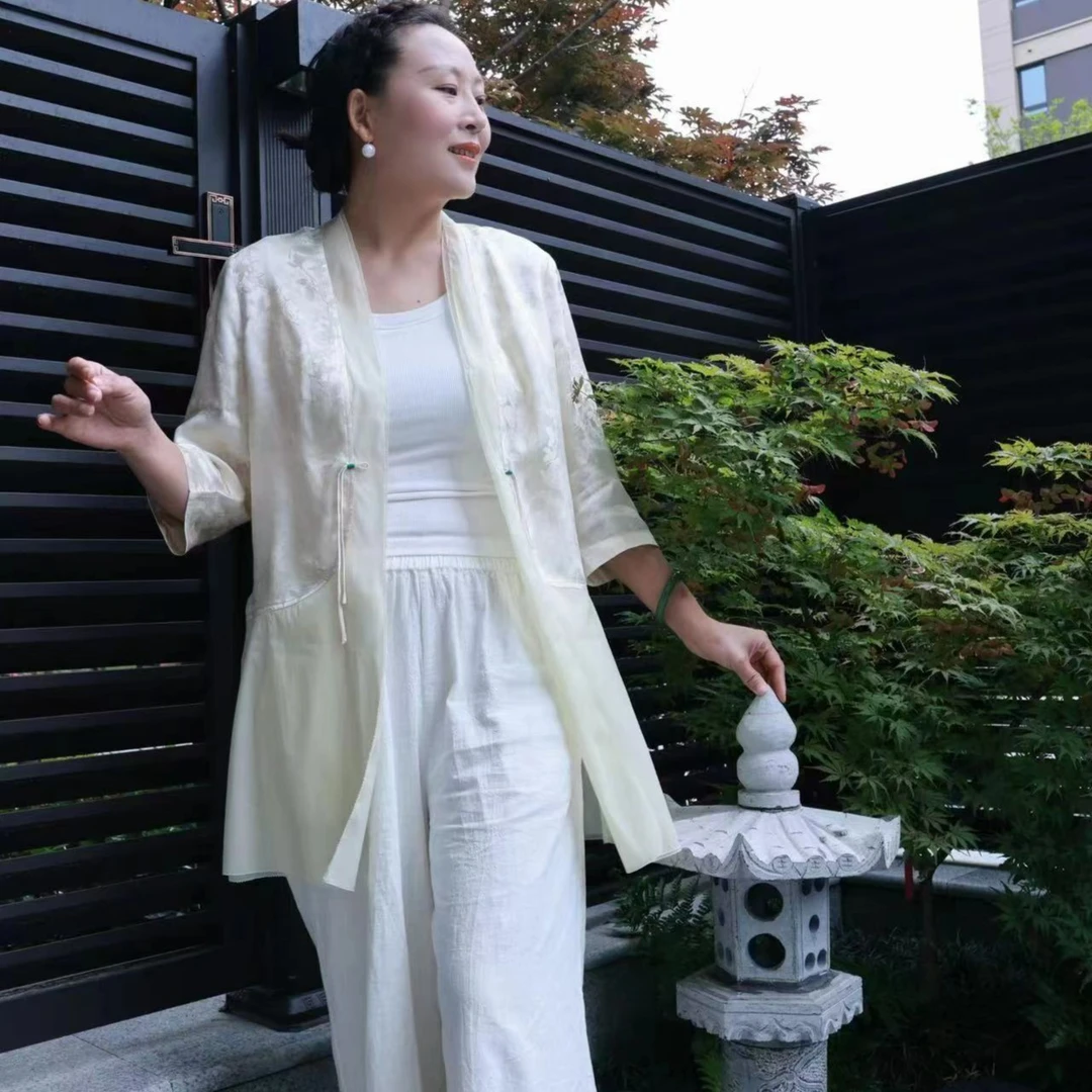 清和自在【雾漫】中式外披仙气春夏上衣时尚设计圆领休闲