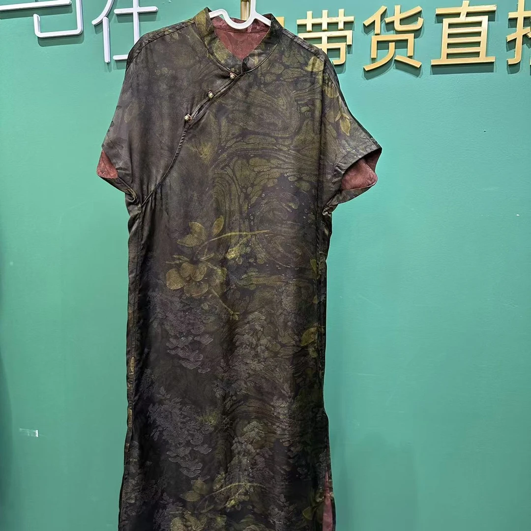 清和自在【柒染】新中式长款连衣裙