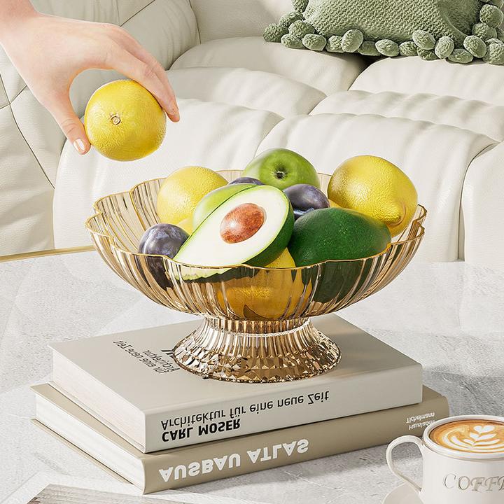 轻奢花型高脚沥水盘高颜值客厅家用茶几沥水果盘高档网红果篮果盆