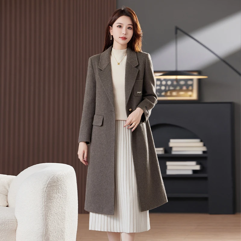 柏菲妮时尚双面羊绒大衣女装毛呢外套