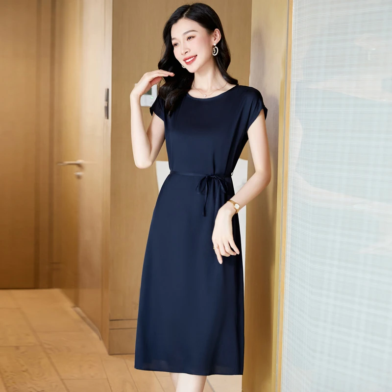 杭州丝绸女装2025年新款夏季爆款时尚休闲桑蚕丝真丝连衣裙气质潮