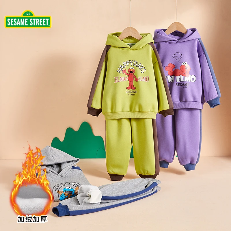 【陈三废专属】芝麻街印花连帽时尚加绒卫衣套装  Z6002