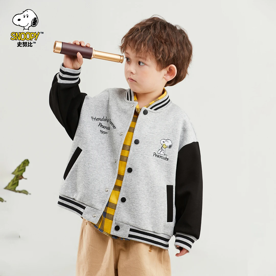史努比儿童外套新款撞色棒球服百搭潮款SW24107