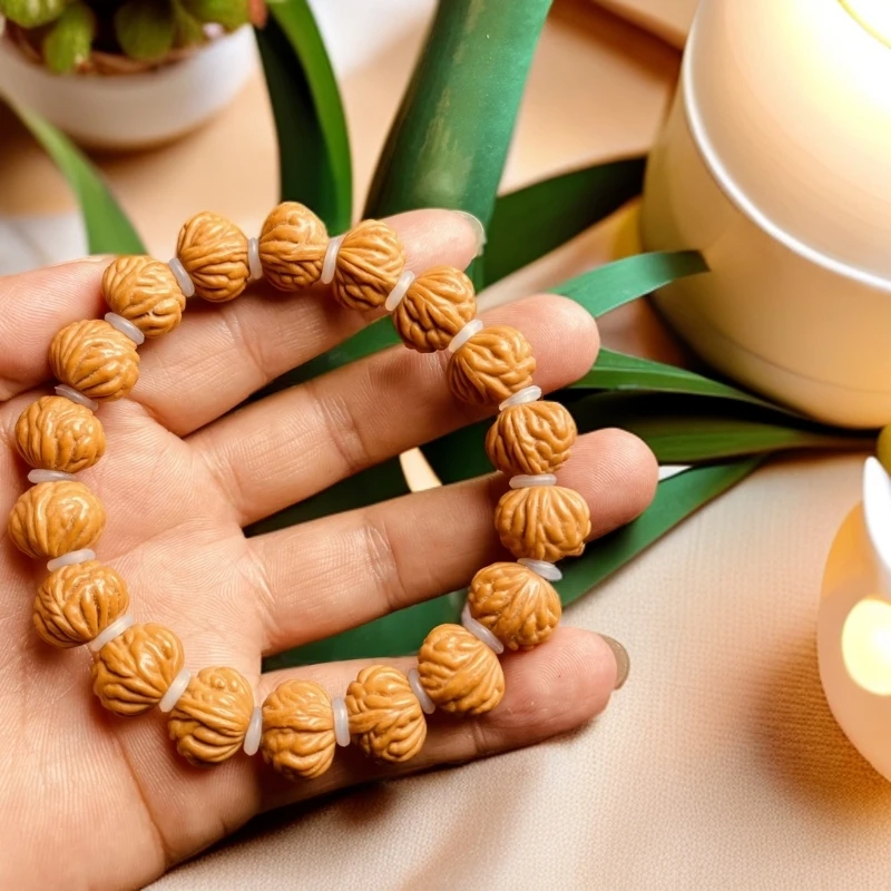 秦岭龙纹桃核纯野生小龙纹小尺寸密度高小金豆男女款手持手串