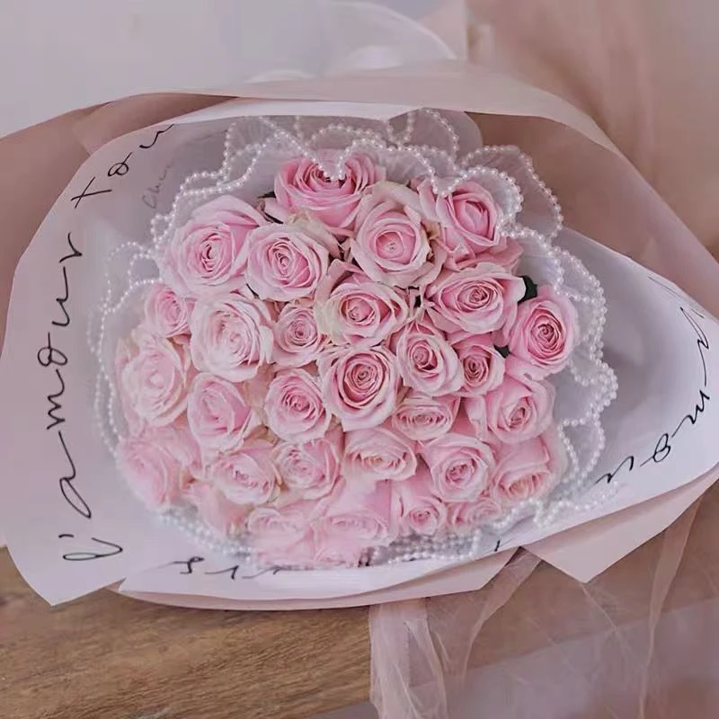 褶皱浪花纱鲜花包装材料韩式花艺玫瑰包花网纱波浪花花店用品