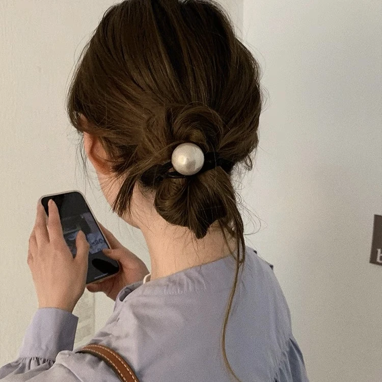 日韩简约基础大珠珠皮筋气质扎头发头绳发圈高弹力不伤发发绳发饰